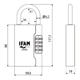 Ifam Guardallaves con arco G3, aleación de zinc, acero ø6.2mm, 4 rodillos 10 cifras, 10.000 combinaciones
