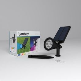 LUMISKY Paquete de 2 puntos solares impermeables para exteriores - 4 LED de colores - 200 Lm - Cabezal giratorio a 90 ° C