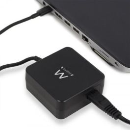 Ewent EW3980 Fuente de Alimentación CA/CC para Portátil 65W, Tensión Ajustable (5-15V), Entrada 100-240V Universal, Negro