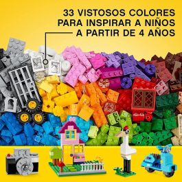 Lego Classic Caja de Ladrillos Grande, 33 Colores, 8 Tipos de Ventanas y Puertas, Incluye Piezas Especiales y Bases Verdes, Ideal para Construcciones Creativas