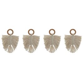 Servilletero Boho DKD Home Decor Natural 1 x 18 x 13 cm Set de 4