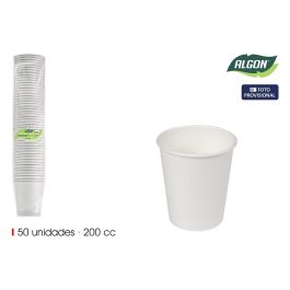 Inde Set de 50 Vasos de Cartón Blanco 200 cc (18 Unidades)
