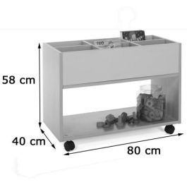 Mobeduc Librería Alta Haya 600904HR18 Mueble con 6 Estanterías y Ruedas 80x40x58 cm