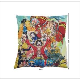 One Piece AABAE57943 Cojín Doble Cara Luffy y Tripulación - Microfibra Cuadrado 40x40 cm