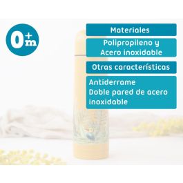 KioKids Termo Para Líquidos Acero Inoxidable 500 mL Anti-Goteo, Boca Ancha, Colección Honey Little Sauvages - Color Mostaza