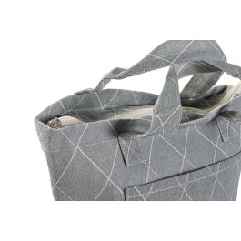 DKD Home Decor Bolsa Térmica Básicos Poliéster Gris Blanco Colección Japan Stripes 14 x 20 x 35 cm (12 Unidades)