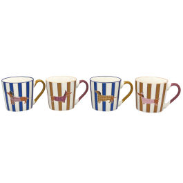 DKD Home Decor Mug Moderno Perro rayas Azul Rosa Porcelana 9 x 8.8 x 9.4 cm (12 Unidades) Precio: 33.4999995. SKU: B199TKXP2E
