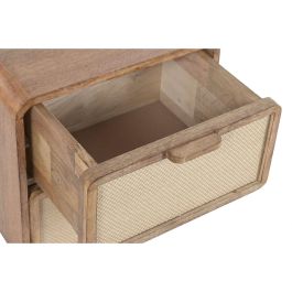 DKD Home Decor Rufur25 Mesita de Noche Urban Marron Mango y Yute 40 x 30 x 45 cm