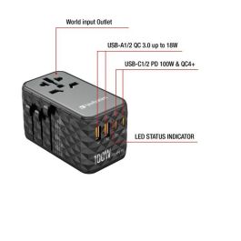 Verbatim Uta-06 Adaptador Universal De Viaje Con 2 Puerto Usb-C - 2 Puerto Usb-A Verbatim Uta-06 Adaptador Universal De Viaje Con 2 Puerto Usb-C - 2 Puerto Usb-A