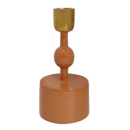 DKD Home Decor Portavela Moderno de Aluminio Naranja Terracota, 8x16x8 cm (4 Unidades), Surtido Aleatorio