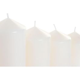 DKD Home Decor Vela Básicos de Cera Blanca 14x16x14 cm, Juego de 4 Velas Decorativas para Hogar con Duración de 35 a 60 Horas