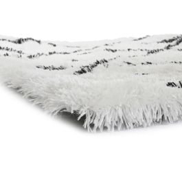 DKD Home Decor Alfombra de Diseño Boho con Estampado de Rombos, 100% Poliéster, Colores Blanco y Negro, Medidas 230x160 cm y 5 cm de Grosor