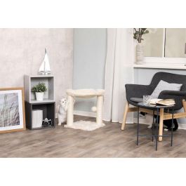 Trixie Baza Árbol Rascador Gato 50 cm de Altura con Poste de Sisal Natural, Felpa de Pelo Largo y Juguete Colgante - Color Crema