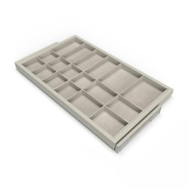 Emuca Kit de cajón organizador con bastidor de guías con cierre suave para armarios, regulable, módulo 800mm, Gris piedra