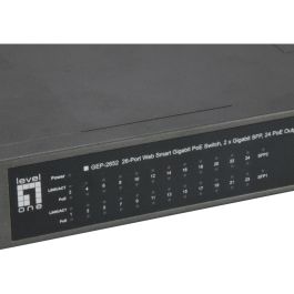 LevelOne GEP-2652 Switch Gestionado L2 24 Puertos Gigabit Ethernet (GE) con 24 Puertos PoE+ 370W, 2xGSFP, Montaje en Rack 19"