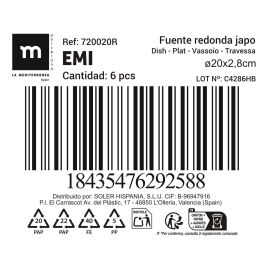 La Mediterranea Fuente Redonda Japo Ø20 cm (18 Unidades)