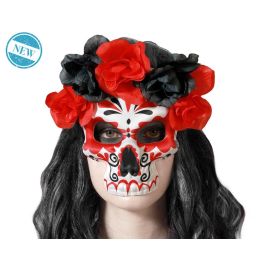 Máscara Calavera Catrina Femenina Elegante para Día de Muertos y Halloween, Roja y Negra con Flores, Ideal para Carnaval Precio: 1.90000008. SKU: B1CHVRZ7VW
