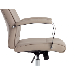 Q-connect Silla de Dirección Modo Na, Simil Piel, Base Metálica, Ruedas Premium, Color Gris, Altura Máx. 1220 mm