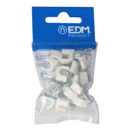 Edm Grapa blanca para cable manguera tubular 2x1,5mm n°7, plástico/metal, blister 20 unid.