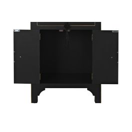 DKD Home Decor Mesita de Noche Oriental Masako Negra y Blanca con 1 Cajón y 2 Puertas 36 x 66 x 45 cm