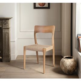 Giner y Colomer - Lote de 2 Sillas de Madera de Caucho con Asiento de Cuerda Natural