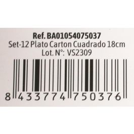 Set de 12 platos de cartón cuadrados con logo de soja 18 cm Algon (36 Cajas) Set de 12 platos de cartón cuadrados con logo de soja 18 cm Algon (36 Cajas)