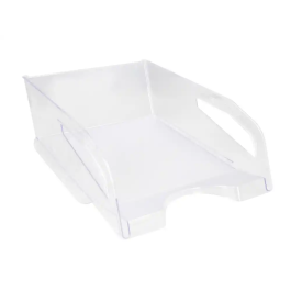 Q-connect Bandeja sobremesa plástico gran capacidad con asa transparente 386x270x115mm