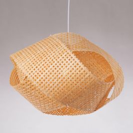 Lámpara Colgante Bambú Badalona, Estilo Natural y Mediterráneo, Casquillo E27 para Salón, Comedor, Dormitorio SKD-P80025