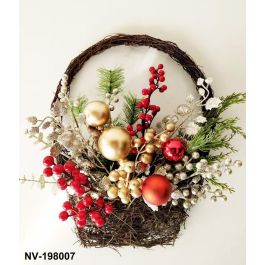 DKD Home Decor Decoración Pared Navidad Moderna con Cesta Muérdago de PVC y Ratán Colores Rojo Dorado 40x30x10 cm Precio: 10.18578. SKU: B1AMBXWYJ4