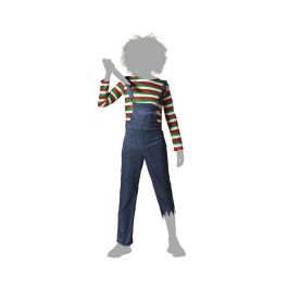 Disfraz Infantil Muñeco Maldito con Camiseta a Rayas y Peto para Halloween Niños 7-9 Años