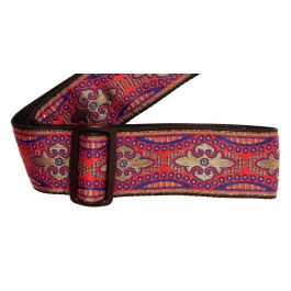 Ernie Ball Correa de Guitarra y Bajo Jacquard Kashmir Sunset, Polipropileno con Extremos de Cuero Bordado, 2" Ancho Ajustable