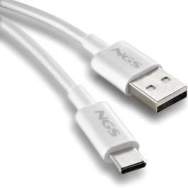 NGS ZYRO-AC Cable USB-A a USB-C 1m Blanco, Datos 480Mbps, Carga Hasta 15W