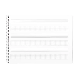 Liderpapel Bloc Música Combi Pentagrama 3mm con Anotaciones Cuadrícula 4mm Cuarto 20 Hojas 100g/m2 Apaisado