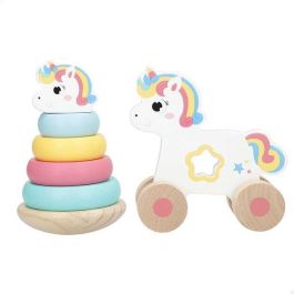 Color Baby Arrastre Madera Animales con Torre Apilables 21.5x95x15 cm