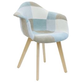 Silla Butaca Patchwork Azul Ciel Home Deco Factory Precio: 95.99000059. SKU: B15D6TT8J4