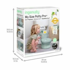 Ingenuity ING0074451998735 Inodoro Infantil Mini con Reductor, Descarga Musical y Compartimento para Toallitas Integrado, Verde