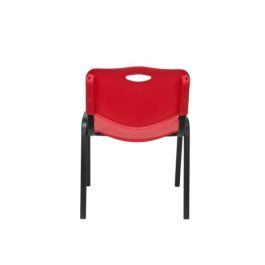 Piqueras y Crespo PACK426IRJ Sillas Confidentes Robledo Pack 4 Asiento y Respaldo Duro PVC Rojo Estructura Negra