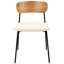Home Deco Factory Silla Tapizado Rizo Loki, Madera y Hierro, Asiento de Poliéster, 46x48x78.3 cm