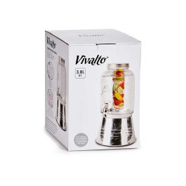 Vivalto Jarra con Soporte y Enfriador 3800ml Plata Cristal, Metal y Plástico 19x37x19cm (Set de 6)