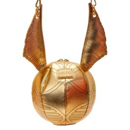 Loungefly Bolso bandolera Snitch dorada Harry Potter, de cuero vegano, con correas ajustables y detalles metálicos dorados