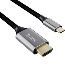 Trust 25630 Cable Conversor Calyx USB Tipo-C Macho a HDMI Macho 2m Ultra HD 4K para Portátil/Monitor