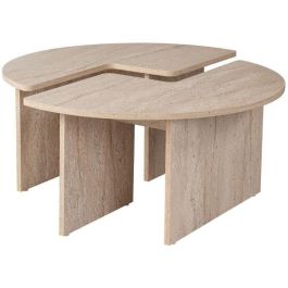 Mesa de centro redonda efecto mármol travertino CAL1738350617033 90 x 90 x 41 cm
