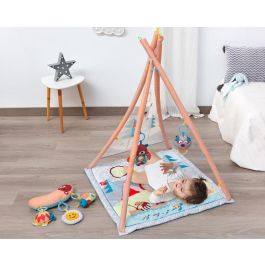 KioKids Teepee-Mantita de Actividades Bosque 2 en 1 para Bebés, Incluye Almohada y 5 Juguetes Interactivos +0 Meses Multicolor