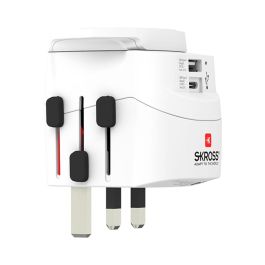 Skross 1302472 Set 2 Multi Adaptadores de Viaje con USB Tipo C y A, Compatible con 100V-250V, Diseñado en Suiza