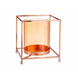 Base Vela Cristal Cuadrada Ámbar con Metal Cobre Giftdecor 14x15.5x14 cm (8 Unidades) Base Vela Cristal Cuadrada Ámbar con Metal Cobre Giftdecor 14x15.5x14 cm (8 Unidades)