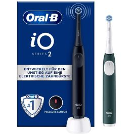Oral-B iO Series 2 Cepillo Dental Vibratorio Eléctrico Adulto, 3 Modos (Diario, Sensible, Supersensible), Night Black/Forest Green, 2 Cepillos