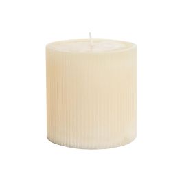 DKD Home Decor Vela Decorativa de Cera Crema Basicos 10x10x10 cm, 6 Unidades, 650g, Duración 85 horas