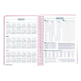 Agenda Espiral Liderpapel Syros A5 2025 Dia Pagina Color Rosa Papel 60 gr