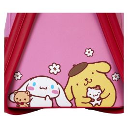 Loungefly Mochila Hello Kitty and Friends 26cm Piel Vegana, Ilustraciones, Tirantes Ajustables, Herrajes Plateados