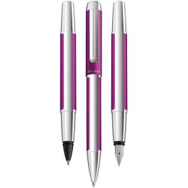 Pelikan Pluma Estilográfica Pura P40 Violeta de Aluminio con Plumín Medio de Acero Inoxidable en Estuche de Regalo